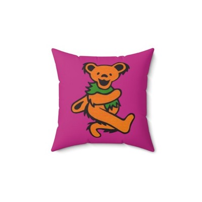 Orange Grateful Dancing Bear Pillow Home Decor, Gift for Dead Fans, 1/5 full set