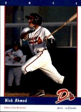 2011 Danville Braves Grandstand #1 Nick Ahmed East Longmeadow Massachusetts Card