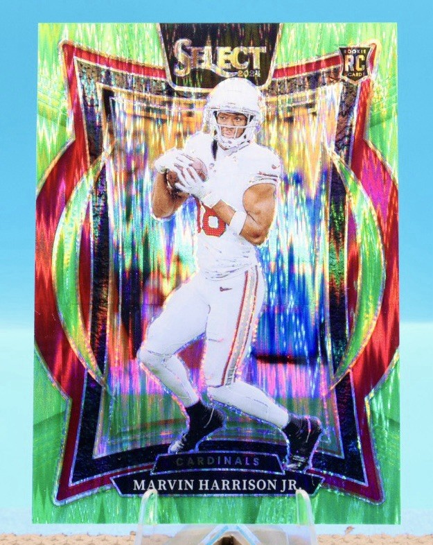 2024 Panini Select Marvin Harrison Jr #28 Neon Green Shock Prizm Rookie 538/599