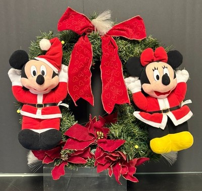 Telco Disney Mickey Minnie Christmas Wreath Plush Animated Light Song Motion 18''