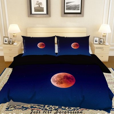 3D Starry Sky Full Moon Night Scene Quilt Cover Set Bedding Sets Pillowcases
