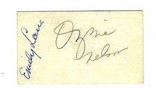 Ozzie Nelson & Emily Lane Autographed Business Card 1939