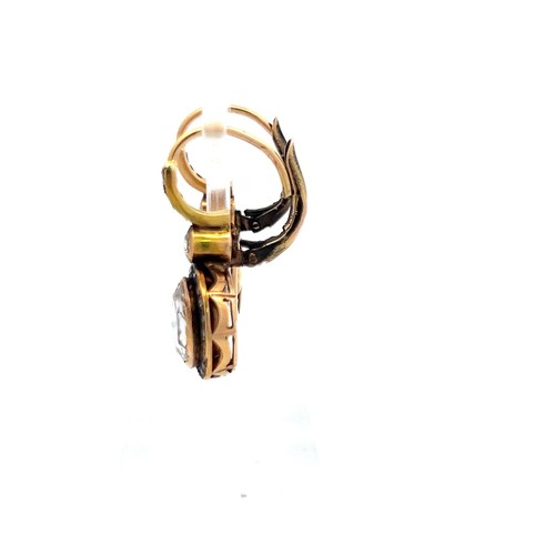 5.46 Carat Rose Cut and Round Diamond 18K Yellow Gold Clip On Earrings - Picture 8 of 10