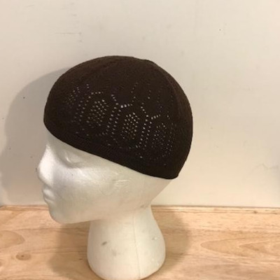 Dark Brown Turkish Knit Kufi Mercan Skull Cap Muslim Beanie Prayer Cap