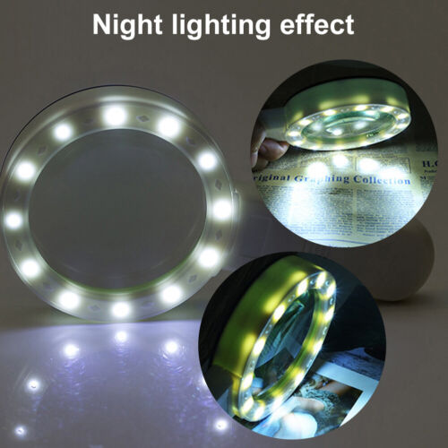 30X Pocket Loupe Portable Illuminated Lighted Magnifier 12 LED Light for Reading - Picture 4 of 12
