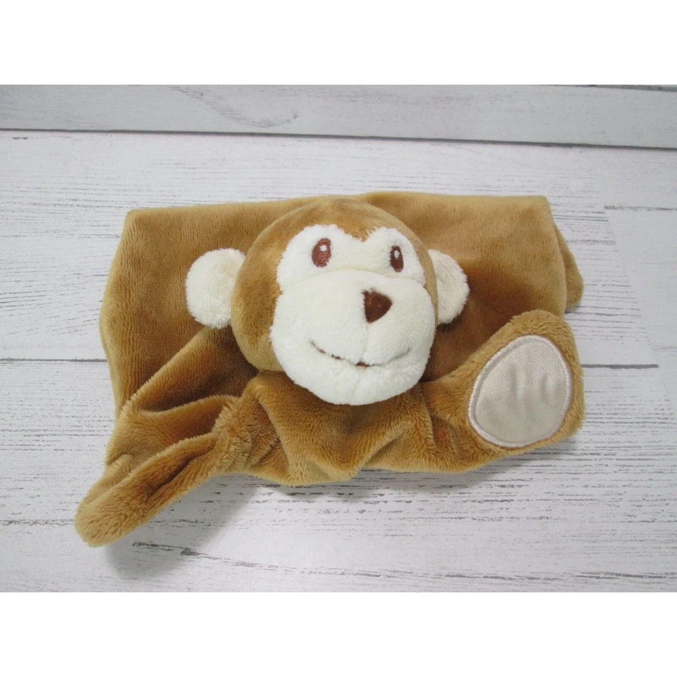 Manta de seguridad de felpa Lovey cola cabeza de mono bebé Douglas vintage pata de satén Foto 2 de 4