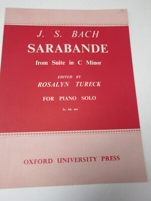 J S Bach Sarabande from Suite in C Minor Piano Solo Sheet Music Oxford Uni Press