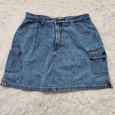 Faded Glory Juniors Vintage Y2K Denim Jean Cargo Pocket Mini Skort Sz 10