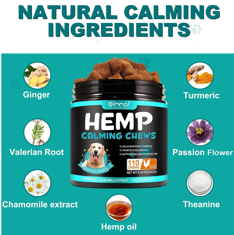 110x DOG FOOD Hemp Chews Calming Chews for Dogs ANXIETY RELIEF TREATS - CHICKEN - Image 2 of 4