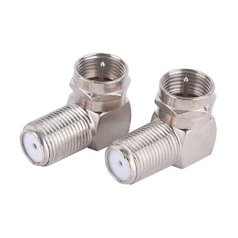 Right Angled F Connector: Male to Female Adapter 2 Pack