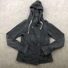 Element Jacket Womens Medium Gray Hooded Button Up Hoodie Sweatshirt Coat