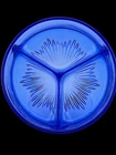 Vintage Cobalt Blue Divided Relish Tray Ribbed Star on Base
