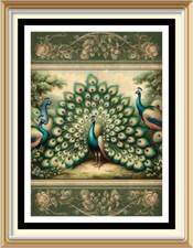 William Morris Tapestry Style Pattern - Arts & Crafts Art Nouveau Print Peacock