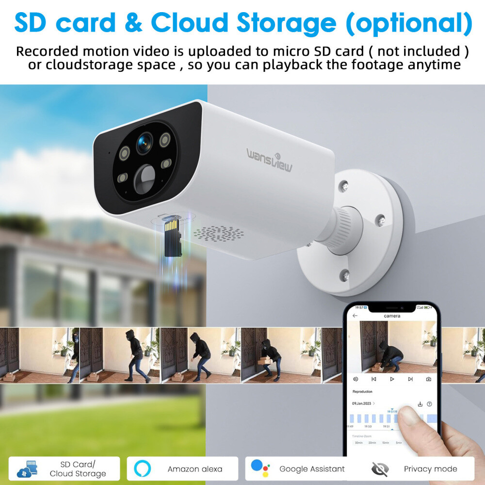 Wireless Solar Outdoor Security Camera with WiFi Color Night Vision Surveillance-image