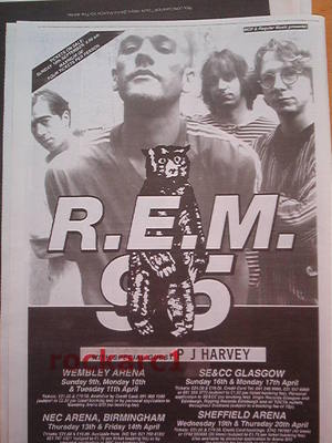 R.E.M. 1995 Tour Dates UK Poster size Press ADVERT 16x12''