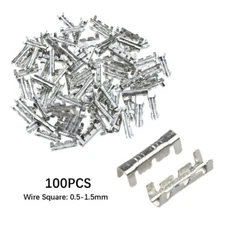 100PCS Copper Bare Wire Splice Terminals Uninsulated Ferrules Crimp Connectors