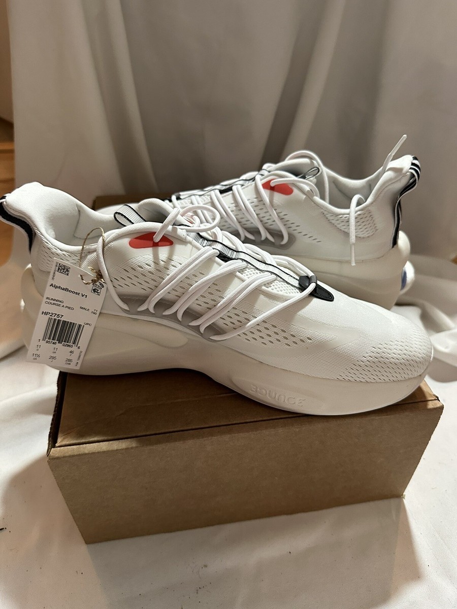 adidas AlphaBoost V1 Cloud White Blue Men Running Sports Shoes