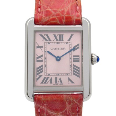 CARTIER Tank Solo SM Wrist Watch W5200000 Quartz SS leather Used