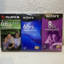 Lot of 3 Blank VHS Tape Sony 8hrs 6hrs FujiFilms