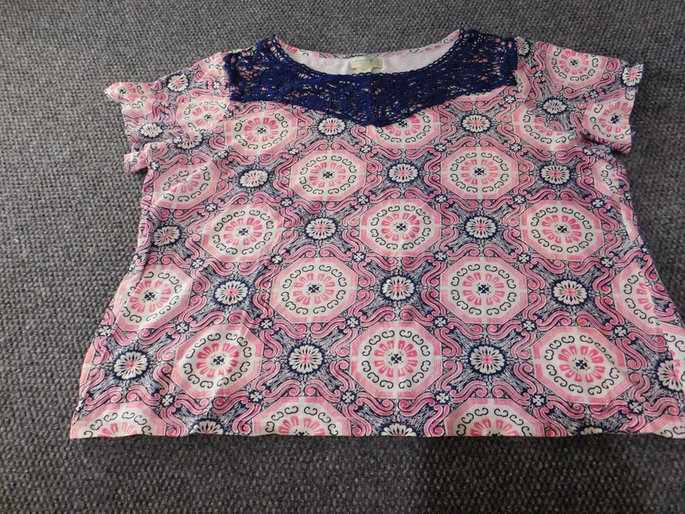 Camisa Caribbean Joe Mujer 2X Jersey Morado Gráfico Geométrico Top Foto 3 de 4