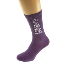 Keep Calm and Wash Your Hands Mens and Ladies Purple Socks - N1161