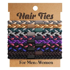 10Pcs Braided Hair Ties for Thick, Curly Hair - No Crease Coils for Men'S Buns &