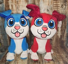 Lot of 2 Large Blue and Red Dog Puppy Plush Toy Caricature Stuffed Animal 15