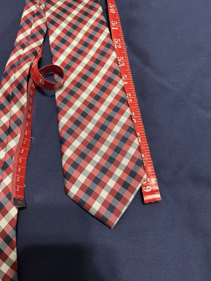 Мужской галстук Scott Allen Collection, красный, белый и синий клетчатый - Изображение 3 из 4