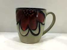 Simple Dining Ceramic Tan with Rust Flower Coffee Mug