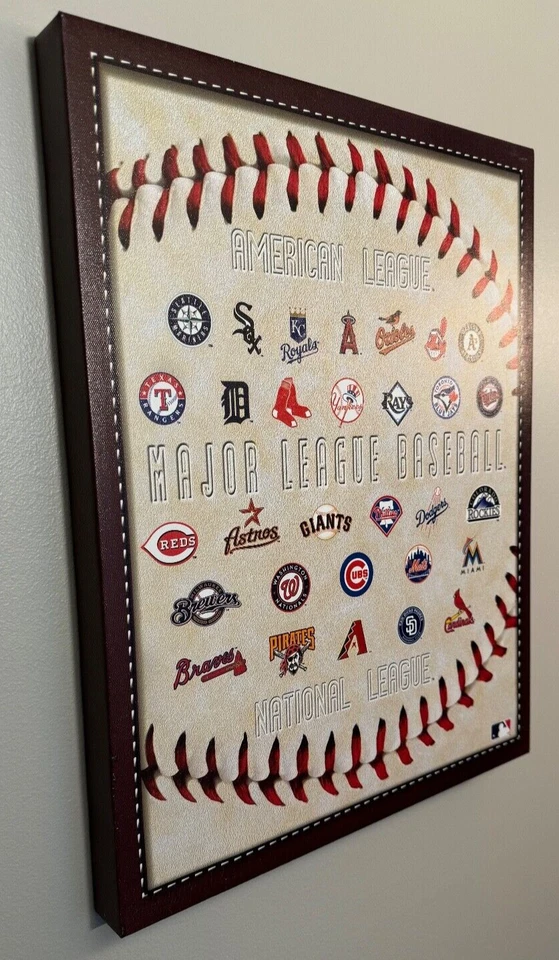 Juego de 3 impresiones en lienzo de béisbol MLB - 2 logotipos del equipo + 1 Chris Speakman Cubs 14x18 Foto 3 de 4