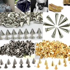 200 PCS Trendy 10MM Silver Spots Cone Screw Metal Studs Rivet Bullet Spikes USA