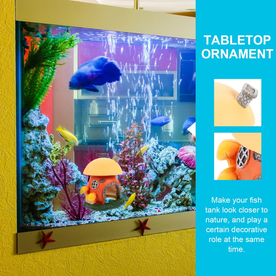 Fish Tank Escape Hole Aquarium Decoration Mushroom House Design eBay