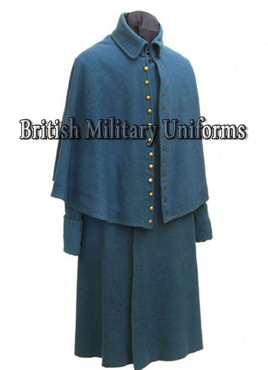 New Blue Men s Civil War Military Inverness Cape Wool Cape Coat