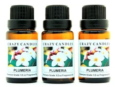3 Plumeria 1/2oz Premium Grade Scented Fragrance Oil Crazy Candles