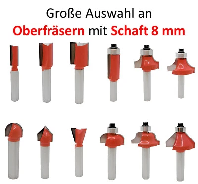 GEFRABO Oberfräser Fräser Nutfräser Fräser für Oberfräse Holzfräser 8 mm Schaft Werkzeug