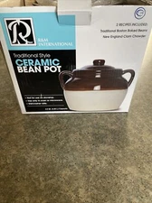 R&M International Traditional Style Ceramic Bean Pot w/ Lid 4.5 Quart (Open Box)