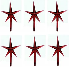 6 Pack Red Stars Ceramic Christmas Tree Lights Plastic Light Decorations