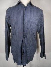 Beautiful Men's Size 17 Burberry Blue Striped Long Sleeve Button Shirt GUC
