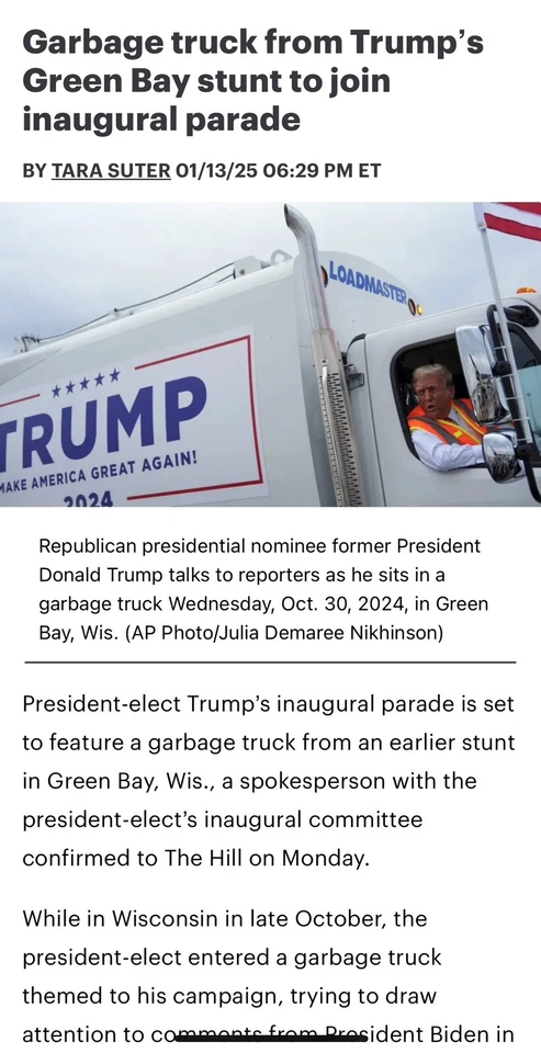 Camión de apoyo de basura President Trump MAGA personalizado 1/64 Loadmaster inauguración Foto 3 de 4
