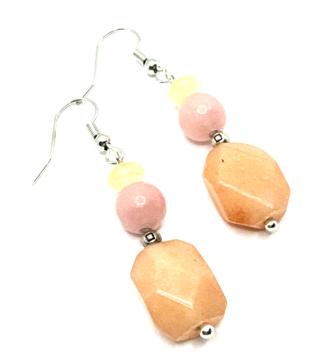 Brighton Paradise Garden Peach Pink Orange Stone Beads Custom Earrings - Picture 2 of 5