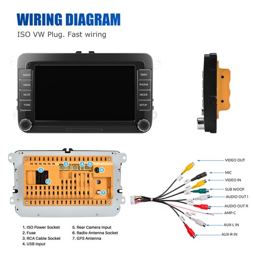 For VW Volkswagen Jetta Passat 7" Android 14 Car Stereo Radio BT GPS Carplay+AHD - Picture 12 of 13