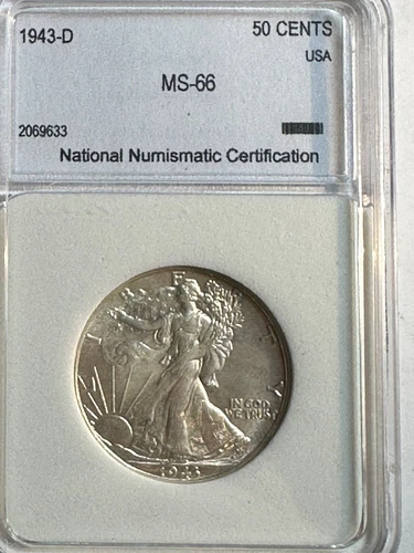 1943-D  Walking Liberty Half Dollar - BRILLIANT UNC - Free Shipping - (B1/WRZ)