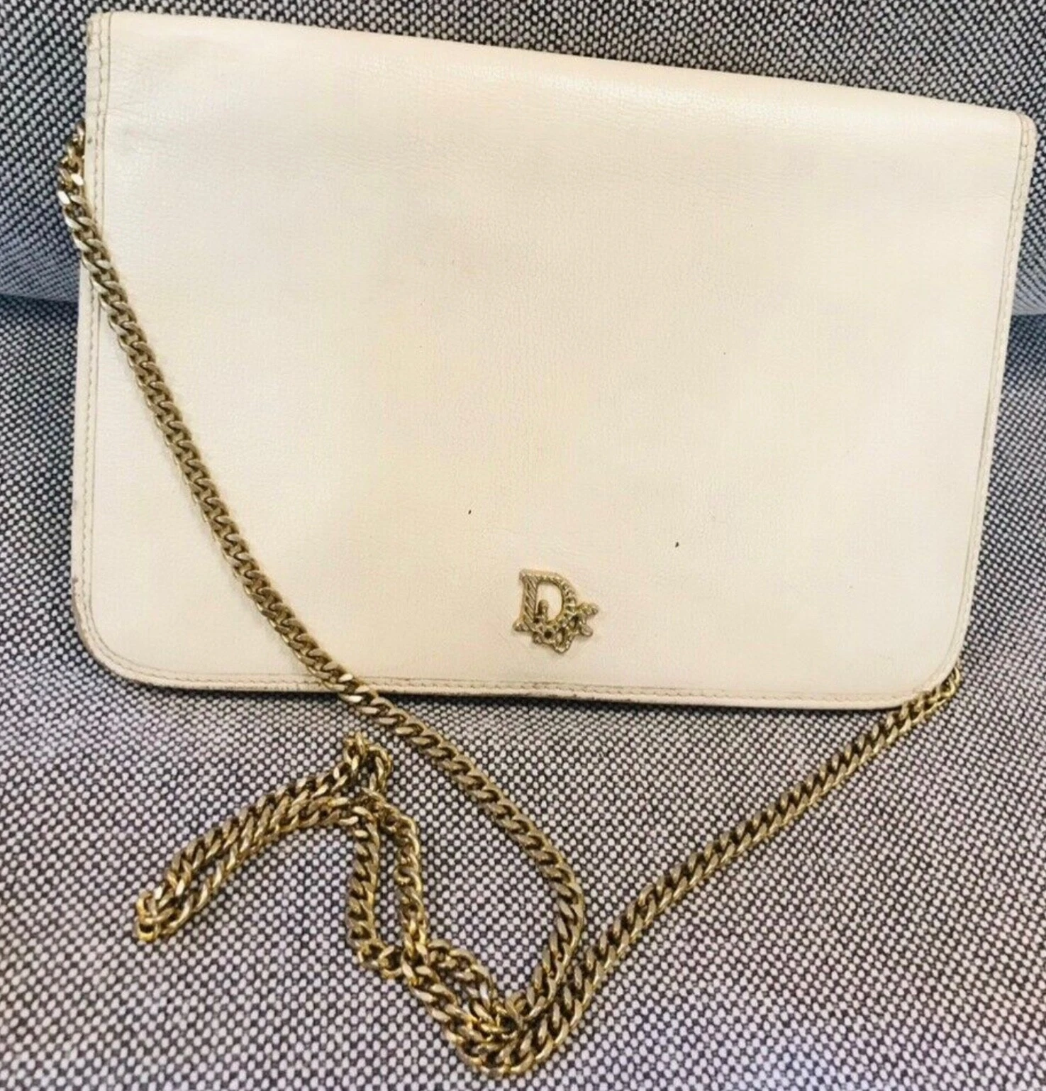 Sac Charistian Dior Miss Dior moyen blanc à rabat chaîne sangle