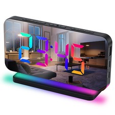 LED Digital Clock RGB Large Display Alarm Clock with Ambient Lighting Night Lamp