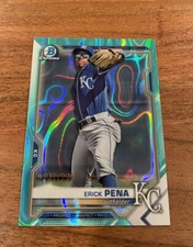 Erick Pena 2021 Bowman Draft Chrome Aqua Refractor /199 NRMT+ Rookie Royals!!