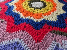 Handmade Crocheted Yarn Table Topper 46" diameter Round Star