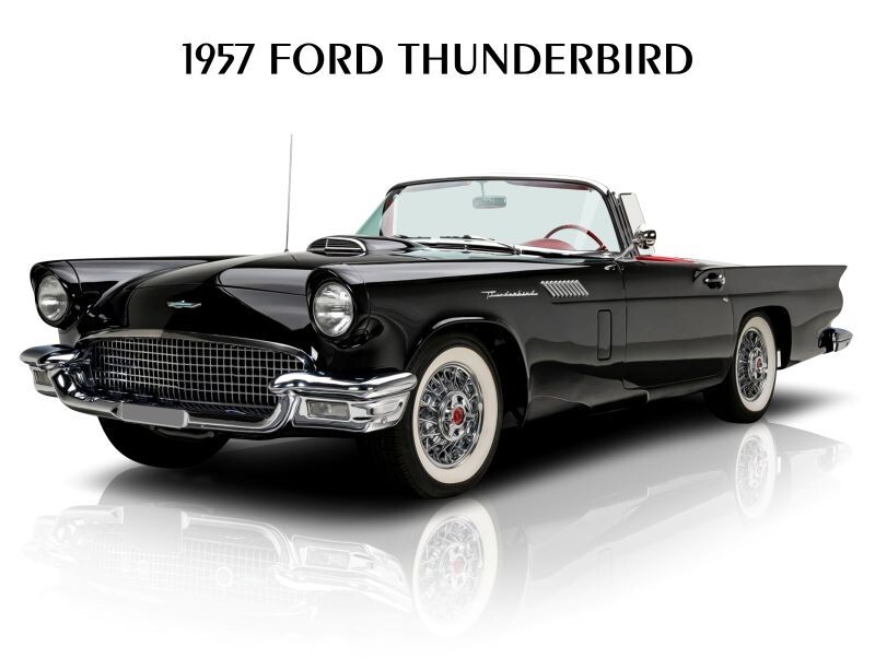 1957 Ford Thunderbird Convertible in Black NEW Metal Sign: 12x16