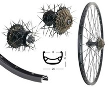 26 Zoll Hinterrad BE19 Disc 6Loch mit 7 fach Shimano Zahnkranz Schnellspanner
