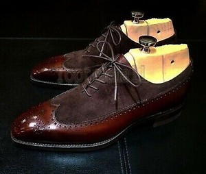 Zapatos De Vestir hecho a mano para hombre de cuero Oxford de extremo de  ala Calidad Superior Marrón Formal - 380 | eBay