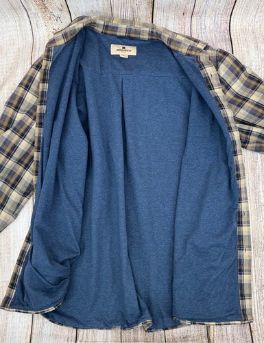 Woolrich Mens Large Deep Navy Ombre Flannel Shirt Plaid Heavyweight 100% Cotton - Picture 6 of 7